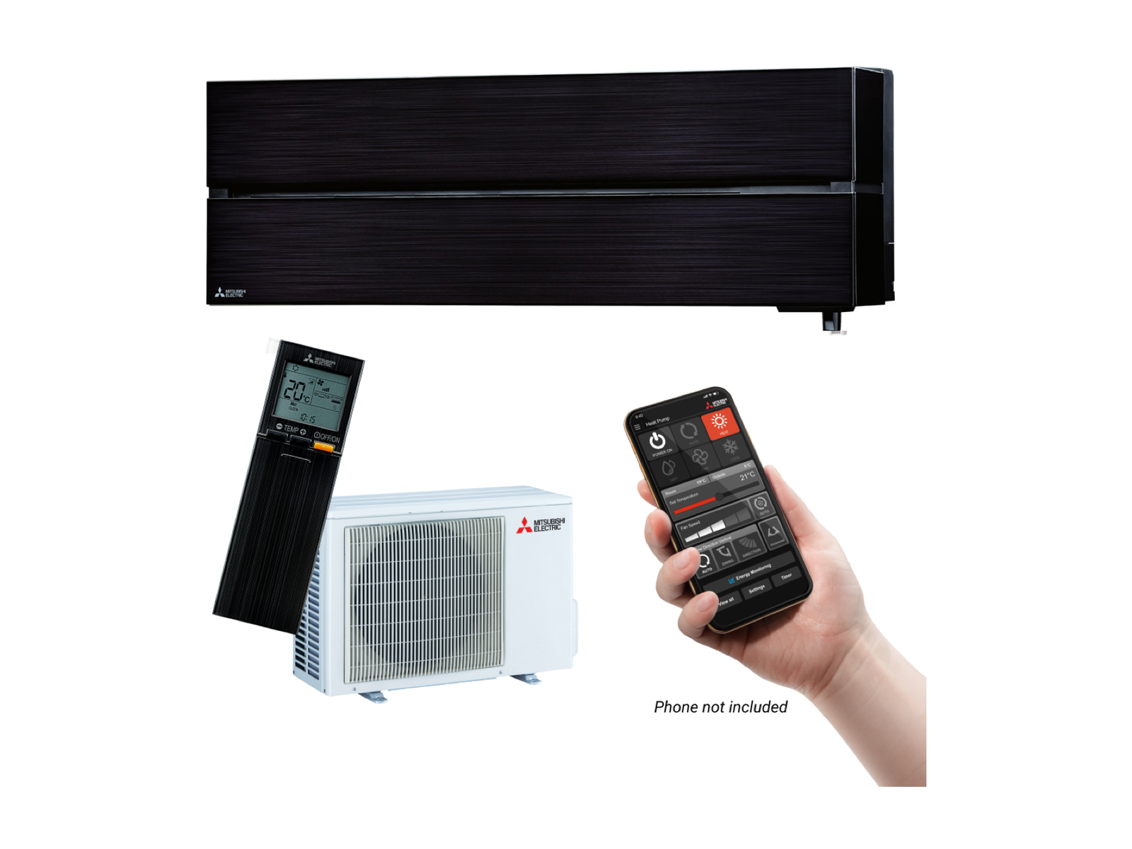 Mitsubishi Electric LN25 Black Diamond Smart High Wall Heat Pump